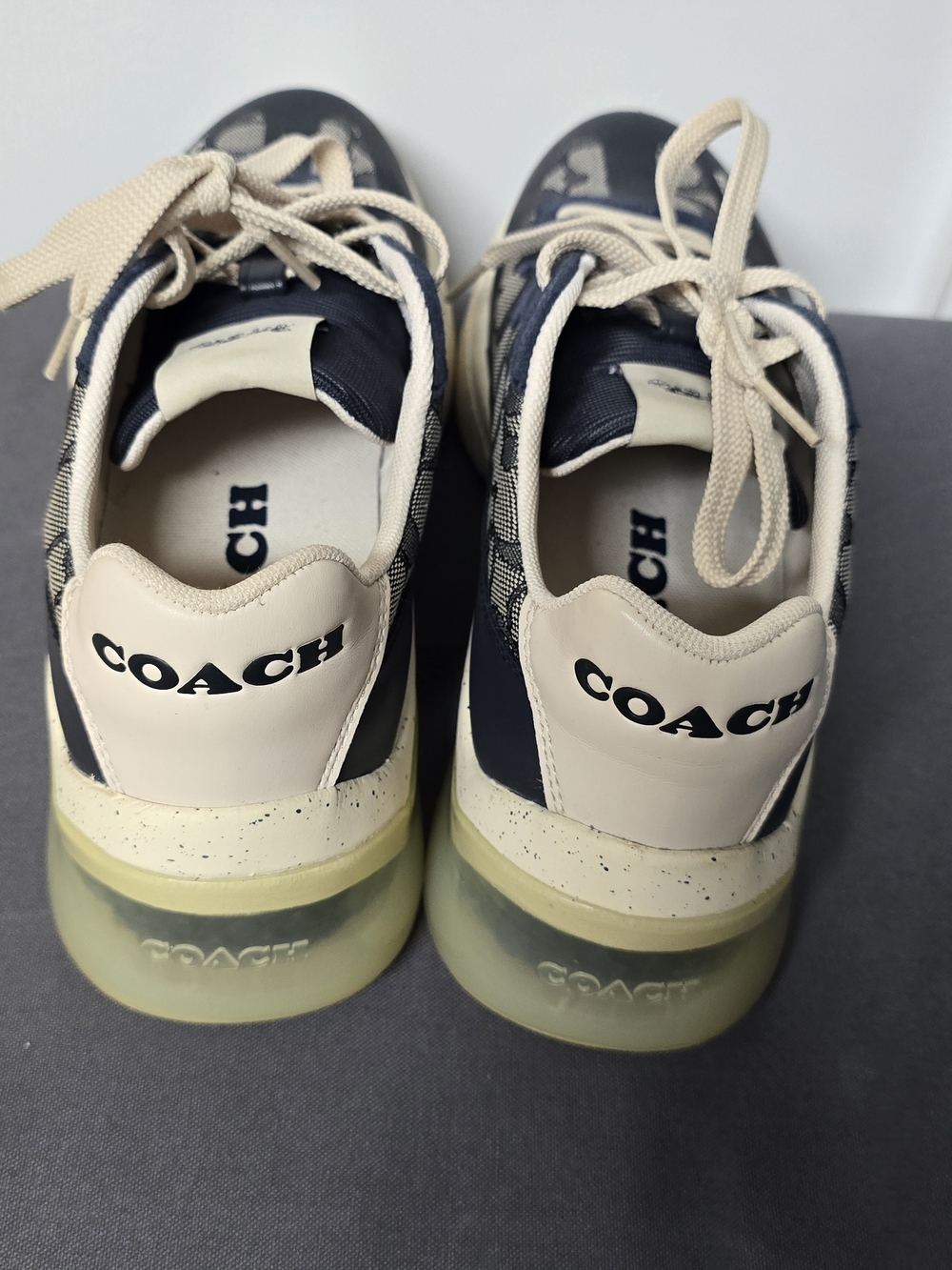 Coach Signature Logo Panel Sneakers in Navy and Cream - Picture 5 of 7